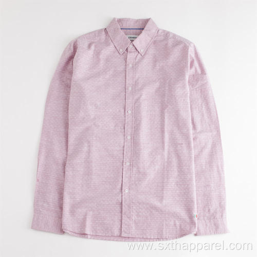 Pink Men's Long Sleeve Dobby Shirt